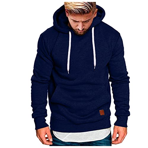 Gsheocm Arbeitspullover Herren;Herren Sweatshirt Herren Casual Hoodie Patchwork Farbe Hoodie Jacke Herbst und Winter Straße Casual Sport lose Hoodie Partner Pullover (z1-Navy, XXXXL) von Gsheocm