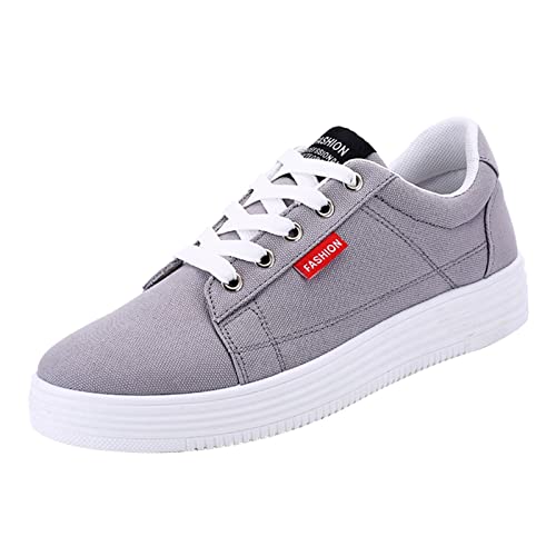 Gsheocm Turnschuhe Damen Weiss Flache, atmungsaktive Damen-Wildlederschuhe, lässig, bequem, einfarbig, einzelne Zehen, Schnürschuhe für Damen Straßenlaufschuhe von Gsheocm