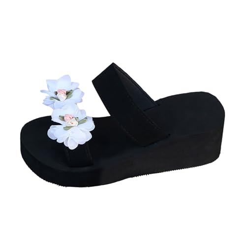 Keilabsatz Sandaletten, Sandalen Damen Sommer, Geteilten Bequem Sandaletten Leichte Atmungsaktiv Strandsandalen Mode Freizeit Plateausandalen Peep Toe Tanga Sandalen von Gsheocm