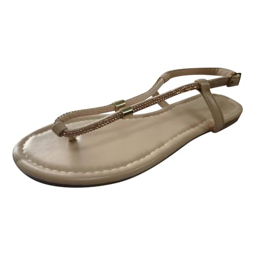 Zehensandalen Damen, Sandalen Damen Sommer, Geteilten Bequem Sandaletten Leichtgewichts Atmungsaktiv Strandsandalen Casual Fashion Flache Sandale Peep Toe Tanga Sandalen von Gsheocm