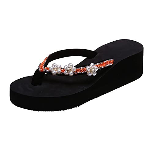 Zehentrenner Damen, Flipflops Damen, Fashion Strandsandalen Peep Toe Sandalen Sommer Geteilten Schlappen Leichte Atmungsaktiv Sandaletten Freizeit Bequem Keilsandalen von Gsheocm