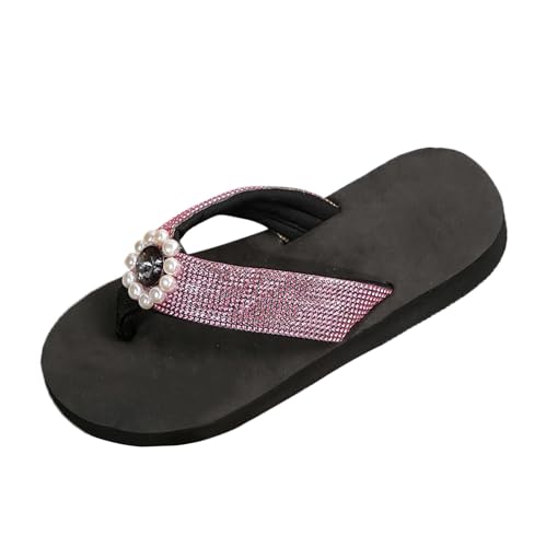 Zehentrenner Damen, Orthopädische Sandalen Damen, Geteilten Strass Sandaletten Leichtgewichts Atmungsaktiv Strandsandalen Mode Freizeit Plateausandalen Peep Toe Tanga Sandalen von Gsheocm