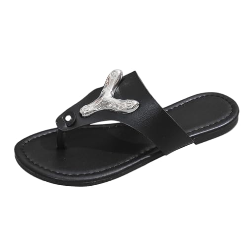 Zehentrenner Damen, Orthopädische Sandalen Damen, Komfort Geteilten Sandaletten Leichte Atmungsaktiv Strandsandalen Mode Freizeit Plateausandalen Peep Toe Tanga Sandalen von Gsheocm