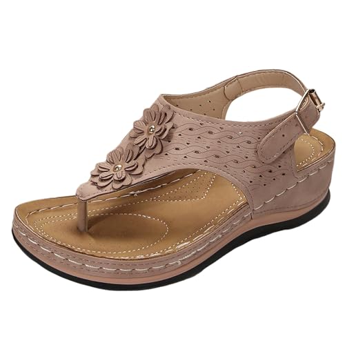 Zehentrenner Damen, Sandalen Damen Sommer, Komfort Geteilten Sandaletten Atmungsaktiv Leichtgewichts Strandsandalen Casual Fashion Plateausandalen Peep Toe Tanga Sandalen von Gsheocm