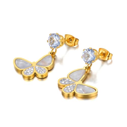 Edelstahl CZ Kristall Schmetterling Ohrringe Ohrring für Frauen Mädchen von Gu Feng