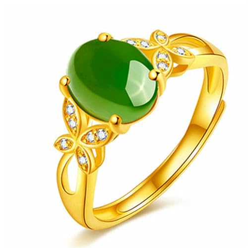 Gu Feng Schmetterling vergoldeter Ring grüner Edelstein Heiratsantrag Ehering Offener Ring von Gu Feng