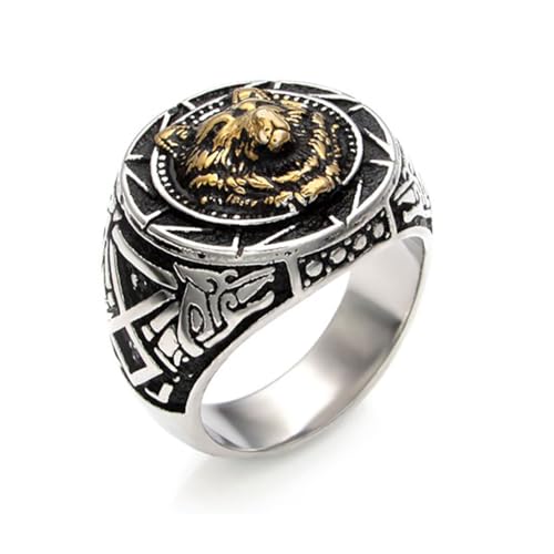 Gu Feng Schmuck Persönlichkeit Retro Nordic Icewolf Herren Titan Stahl Ring von Gu Feng