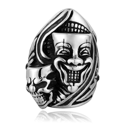 Vintage Gothic Großer Und Kleiner Clown Totenkopf Ring Männer Jungen Riesiger Edelstahl Biker Punk Rock Schmuck von Gu Feng