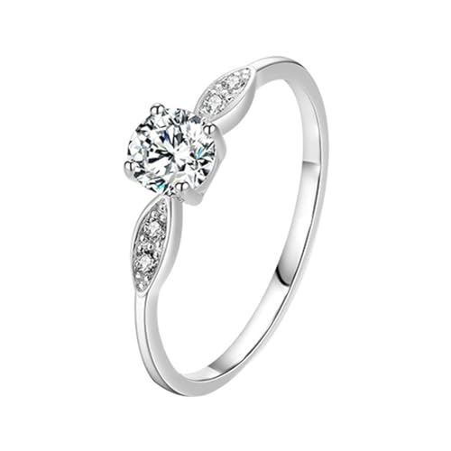 Gualiy 14 Karat 585 Gold Ring, Weißgold Verlobungsring Frauen Rund Form Moissanit 5x5mm Ring Größe 49 Gualiy 14 Karat 585 Gold Ring, Weißgold Verlobungsring Frauen Rund Form Moissanit 5x5mm Ring Größe 49 von Gualiy