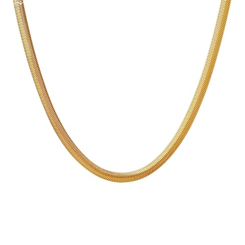 Gualiy Edelstahl Halskette Damen, Ketten Halsketten Gold Schlange Kette Halskette 47CM von Gualiy