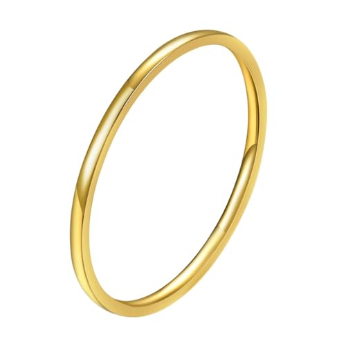 Herren-Ringe Titan, Gold Ring Damen Freundschaft 1MM Dünn Poliert Band Ringe Größe 61 (19.4) von Gualiy