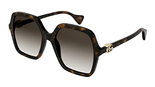 Gucci GG1072S Dark Havana/Brown Shaded 56/19/145 Damen Sonnenbrillen von Gucci