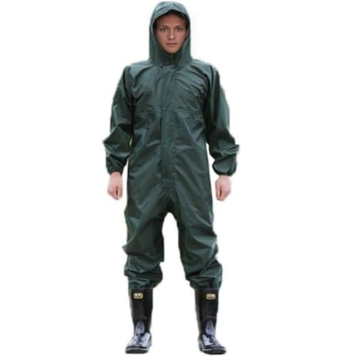 Guiran Herren wasserdichte Overalls mit Kapuze Regen Overalls Arbeitskleidung Regenmantel Sicherheit Anzüge Armeegrün M von Guiran