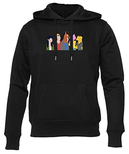 BoJack Horseman Gang Schwarz Kapuzenpullover Herren Damen Unisex Langarm Ärmel Black Hoodie Mens Womens L von Gunmant