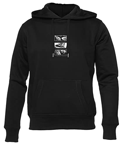 Gunmant AOT Titan Anime Attacke Shingeki DREI Augen Starren Schwarz Kapuzenpullover Herren Damen Unisex Langarm Ärmel Black Hoodie Mens Womens XL von Gunmant