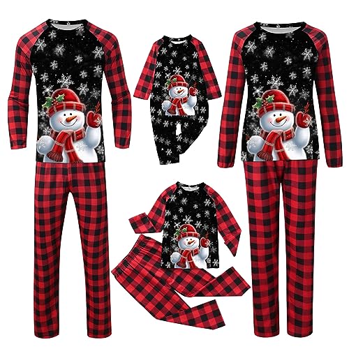 Guotobe Weihnachts Pyjama Familie Set: Warm Couple Set Christmas Schlafanzug Rundhals Weihnachtspyjama Langarm Familien Outfit Set Winter Damen Herren Kinder Hausanzug Weihnachts Matching Pyjamas von Guotobe