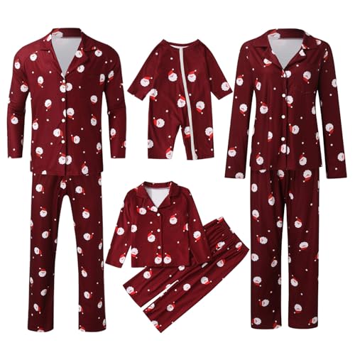 Guotobe Weihnachts Pyjama Familie Set: Warm Couple Set Christmas Schlafanzug Rundhals Weihnachtspyjama Langarm Familien Outfit Set Winter Damen Herren Kinder Hausanzug Weihnachts Matching Pyjamas von Guotobe