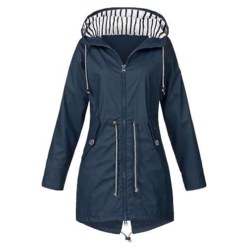 Regenjacke Damen Wasserdicht Atmungsaktiv 5xl Große Regenmantel Schwarz Softshelljacke Gelb Outdoorjacke Übergangsjacke Leichte Jacke mit Kapuze für Frühlings Herbst zum Wandern Fahrrad von Guotobe