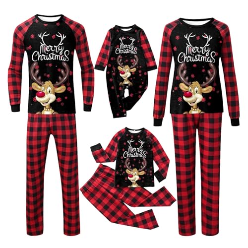 Weihnachts Pyjama Familie Set: Warm Couple Set Christmas Schlafanzug Rundhals Weihnachtspyjama Langarm Familien Outfit Set Winter Damen Herren Kinder Hausanzug Weihnachts Matching Pyjamas Herren von Guotobe