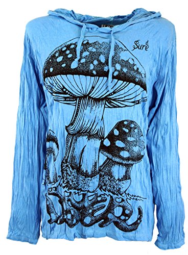 GURU SHOP Sure Langarmshirt, Kapuzenshirt Fliegenpilz, Hellblau, Baumwolle, Size:XL von GURU SHOP