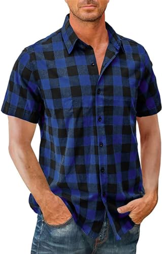 Gutsbox Herren Hemd Kurzarm Regular Fit Herrenhemden Freizeithemd Sommerhemd Aus 100% Baumwolle Kurzarmhemd Blau S von Gutsbox