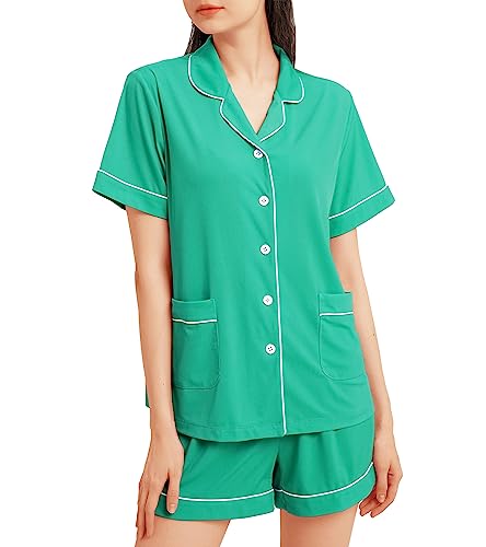 Schlafanzug Pyjama schlafanzüge nachtwäsche Lounge Set für Damen kurz kurzer Shorty Sommer Grün M Schlafanzug Pyjama schlafanzüge nachtwäsche Lounge Set für Damen kurz kurzer Shorty Sommer Grün M von Guunify