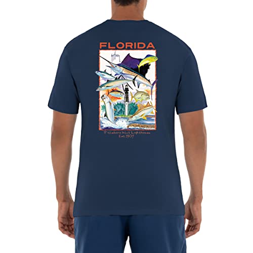 Guy Harvey Herren Lighthouse Collection Kurzarm T-Shirt, Estate Blue/Hillsboro Inlet No Pocket, XX-Large von Guy Harvey