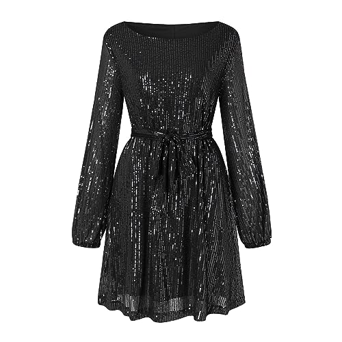 Gwnauz Cocktailkleid Damen Abendkleid Lang Pailletten Kleid Damen Winter Hohe Taile Glitzer Kleid mit Midi Ärmel Elegant Rüschensaum Pailletten Abendkleid Valentinstag Karneval Köstum Gwnauz Cocktailkleid Damen Abendkleid Lang Pailletten Kleid Damen Winter Hohe Taile Glitzer Kleid mit Midi Ärmel Elegant Rüschensaum Pailletten Abendkleid Valentinstag Karneval Köstum von Gwnauz