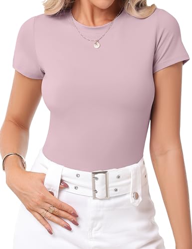 Gyabnw Basic Tshirt Damen Y2k Crop Top Stretch Eng Kurzarm Sommer Shirt Slim Fit Tops von Gyabnw