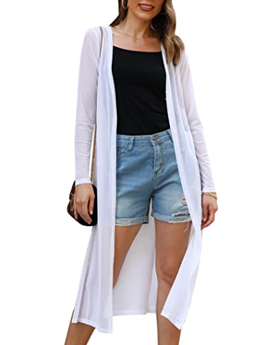 Gyabnw Bikini Cover Up Damen Chiffon Lang Badeanzug für Damen Sommer Pareos Offene Front Jacke Beachwear Strickjacke Cardigan Leicht Sommerjacke Bolero Elegant Sexy Outwear Strandkleid, Weiß M Gyabnw Bikini Cover Up Damen Chiffon Lang Badeanzug für Damen Sommer Pareos Offene Front Jacke Beachwear Strickjacke Cardigan Leicht Sommerjacke Bolero Elegant Sexy Outwear Strandkleid, Weiß M von Gyabnw