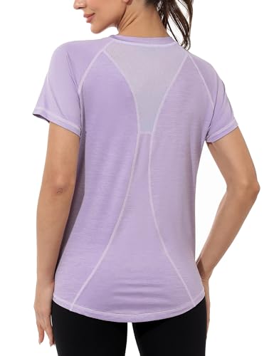 Gyabnw Sportshirt Damen Sport Tshirt Kurzarm Oberteile Locker Laufshirt Funktionsshirt Yoga Fitness von Gyabnw