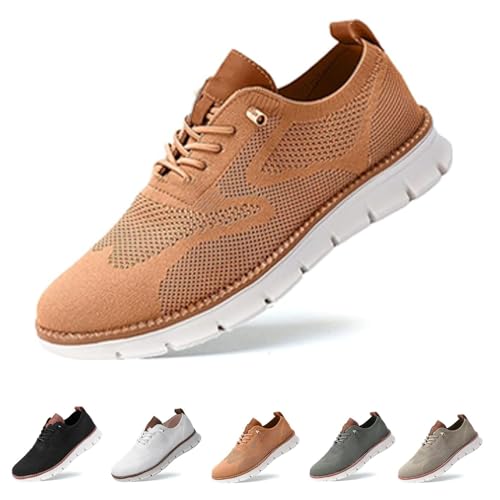 Gyagalre Wearbreeze Schuhe für Herren, Urban – Ultra-Bequeme Schuhe, Oxfords Walking Herren-Slip-On-Bootsschuhe mit Fußgewölbeunterstützung (Camel, Erwachsene, 41, Numerisch, EU Schuhgrößensystem, M) von Gyagalre