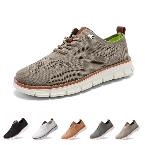 Gyagalre Wearbreeze Schuhe für Herren, Urban – Ultra-Bequeme Schuhe, Oxfords Walking Herren-Slip-On-Bootsschuhe mit Fußgewölbeunterstützung (Khaki, Erwachsene, 39, Numerisch, EU Schuhgrößensystem, M) von Gyagalre