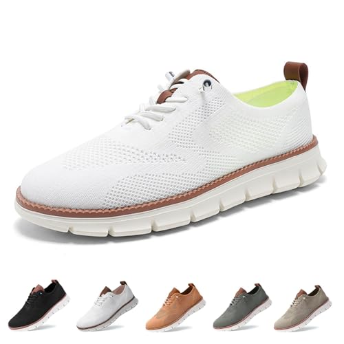 Gyagalre Wearbreeze Schuhe für Herren, Urban – Ultra-Bequeme Schuhe, Oxfords Walking Herren-Slip-On-Bootsschuhe mit Fußgewölbeunterstützung (White, Erwachsene, 39, Numerisch, EU Schuhgrößensystem, M) von Gyagalre