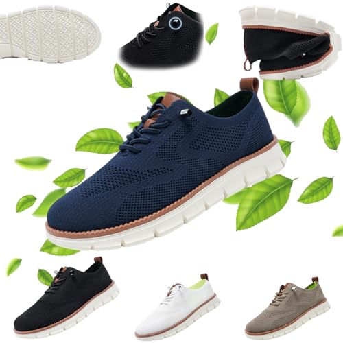 Wearbreeze Herren-Schuhe, Freizeitschuhe, Oxford-Schuhe, atmungsaktiv, gestrickt, Freizeitschuhe, modische Sneaker, Netz-Sneaker, dunkelblau, 41 1/3 EU von Gyagalre