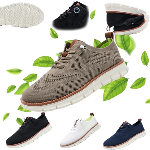 Wearbreeze Herren-Schuhe, Freizeitschuhe, Oxford-Schuhe, atmungsaktiv, gestrickt, Freizeitschuhe, modische Sneaker, Netz-Sneaker, dunkles kaki, 38 2/3 EU von Gyagalre