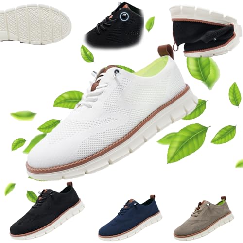 Wearbreeze Herren-Schuhe, Freizeitschuhe, Oxford-Schuhe, atmungsaktiv, gestrickt, Freizeitschuhe, modische Sneaker, Netz-Sneaker, weiß, 39 1/3 EU von Gyagalre