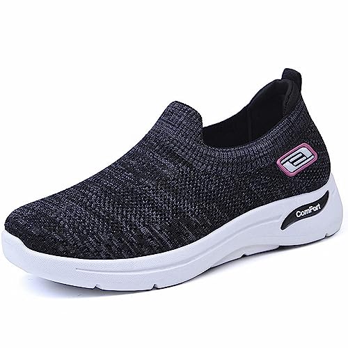 Damen Slip on Sneaker Sommer Casual Weite H Sommerschuhe Leicht Fashion Joggingschuhe Atmungsaktives Vermascht Walkingschuhe Sportschuhe Erhöhte Dämpfung Und Entlastung Der Füße von Gyaimxfu