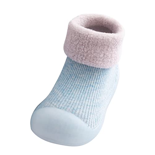 Gyaimxfu Baby Sockenschuhe Unisex Bequem Krabbelschuhe Babysocken Warm Freizeitschuhe rutschfeste Hüttenschuhe Gummisohle Weicher Stricken Sockenschuhe Indoor Socken Schuhe Für Mädchen Junge von Gyaimxfu