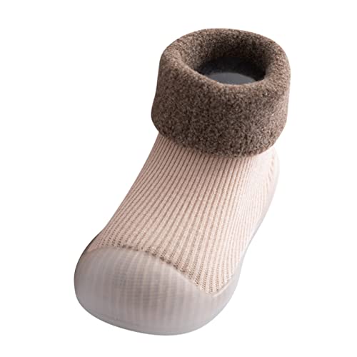 Gyaimxfu Baby Sockenschuhe Unisex Bequem Krabbelschuhe Babysocken Warm Freizeitschuhe rutschfeste Hüttenschuhe Gummisohle Weicher Stricken Sockenschuhe Indoor Socken Schuhe Für Mädchen Junge von Gyaimxfu