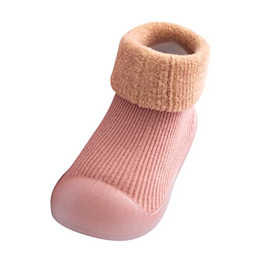 Gyaimxfu Baby Sockenschuhe Unisex Bequem Krabbelschuhe Babysocken Warm Freizeitschuhe rutschfeste Hüttenschuhe Gummisohle Weicher Stricken Sockenschuhe Indoor Socken Schuhe Für Mädchen Junge von Gyaimxfu