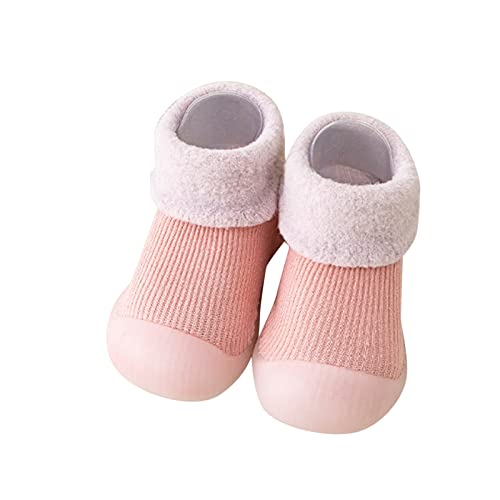 Gyaimxfu Baby Sockenschuhe Unisex Bequem rutschfeste Hüttenschuhe Weicher Bodensocken Lernlaufschuhe Weicher Stricken Sockenschuhe Gummisohle Indoor Socken Schuhe Für Mädchen Junge Warm von Gyaimxfu