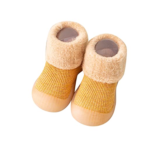 Gyaimxfu Baby Sockenschuhe Unisex Bequem rutschfeste Hüttenschuhe Weicher Bodensocken Lernlaufschuhe Weicher Stricken Sockenschuhe Gummisohle Indoor Socken Schuhe Für Mädchen Junge Warm von Gyaimxfu