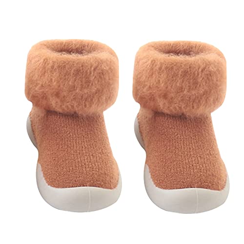 Gyaimxfu Baby Sockenschuhe Unisex Einfarbig Lauflernschuhe Kinder Warm Freizeitschuhe Krabbelschuhe Babysocken Gummisohle Bodensocken Lernlaufschuhe Indoor Socken Schuhe Für Mädchen Junge von Gyaimxfu