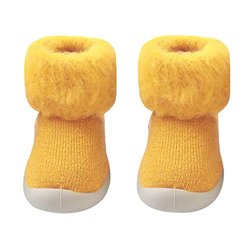 Gyaimxfu Baby Sockenschuhe Unisex Einfarbig Lauflernschuhe Kinder Warm Freizeitschuhe Krabbelschuhe Babysocken Gummisohle Bodensocken Lernlaufschuhe Indoor Socken Schuhe Für Mädchen Junge von Gyaimxfu