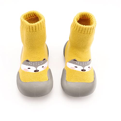 Gyaimxfu Barfußschuhe Baby Winter Bequem Weicher Stricken Sockenschuhe Warm Freizeitschuhe Bodensocken Lernlaufschuhe Gummisohle Lauflernschuhe Kinder Indoor Socken Schuhe Für Mädchen Junge von Gyaimxfu