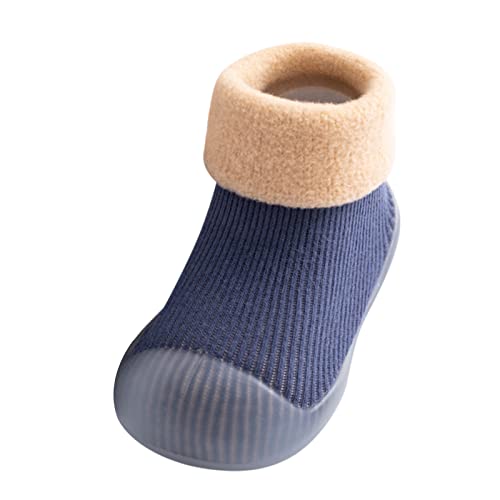 Gyaimxfu Barfußschuhe Baby Winter Einfarbig Krabbelschuhe Babysocken Warm Mit Motiv Socken Schuhe Kleinkind Fleece Gummisohle Lauflernschuhe Kinder Indoor Socken Schuhe Für Mädchen Junge von Gyaimxfu