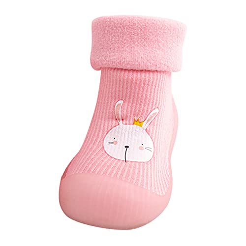 Gyaimxfu Barfußschuhe Baby Winter Mit Motiv Lauflernschuhe Kinder Einfarbig rutschfeste Hüttenschuhe Weicher Stricken Sockenschuhe Gummisohle Indoor Socken Schuhe Warm Für Mädchen Junge von Gyaimxfu