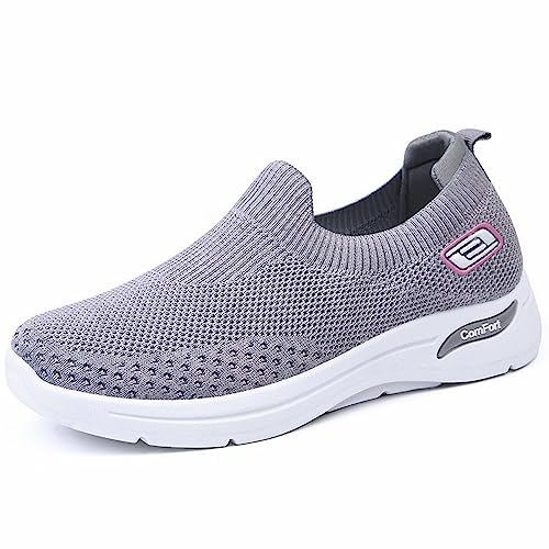 Gyaimxfu Damen Slip on Sneaker Sommer Casual Turnschuhe Anti-Rutsch Bequeme Krankenschwester Schuhe Atmungsaktives Vermascht Walkingschuhe Outdoor Fitness Erhöhte Dämpfung Und Entlastung Der Füße von Gyaimxfu