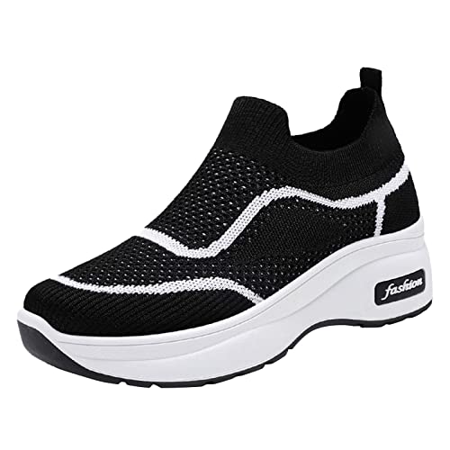 Gyaimxfu Damen Slip on Sneaker Sommer Leicht Krankenschwester Schuhe Bequeme Memory Schaum Sneaker Atmungsaktives Vermascht Walkingschuhe Sportschuhe Erhöhte Dämpfung Und Entlastung Der Füße von Gyaimxfu